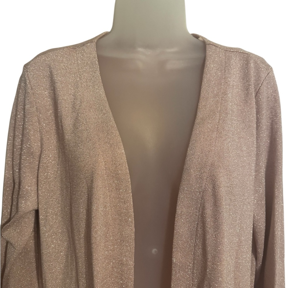 NWT  GORGEOUS  BLUSH/LIGHT ROSE  Open-Front Cardigan w/SPARKLE     LARGE   #Q - Picture 3 of 7